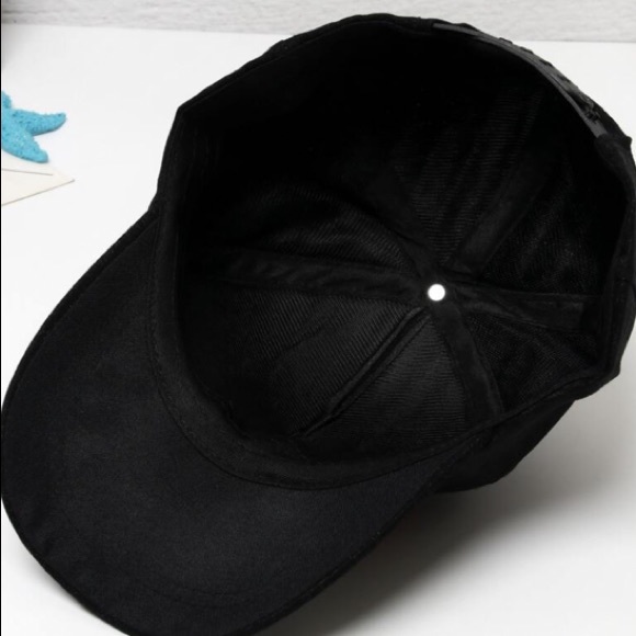 Woman's Floral Rhinestone Embellished Black Baseball Cap - Picture 4 of 5